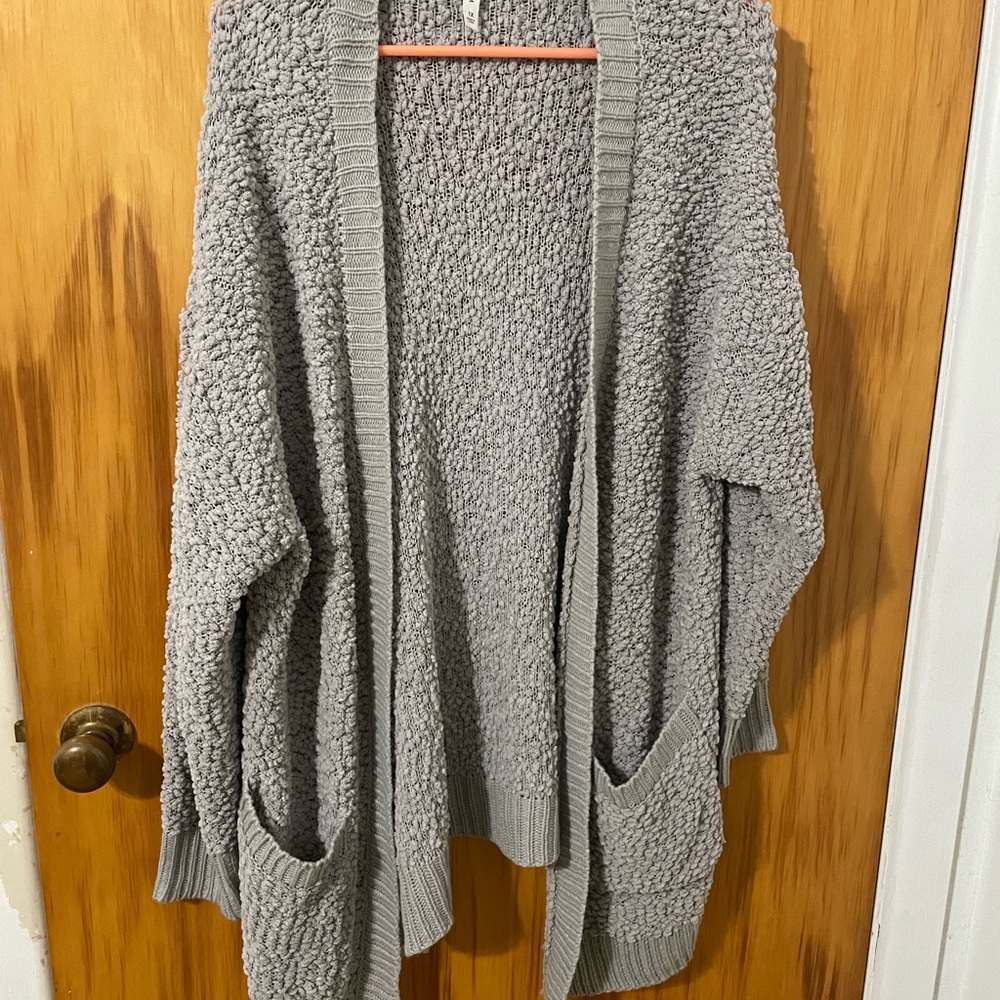 Zenana Outfitters Textured Gray Cardigan